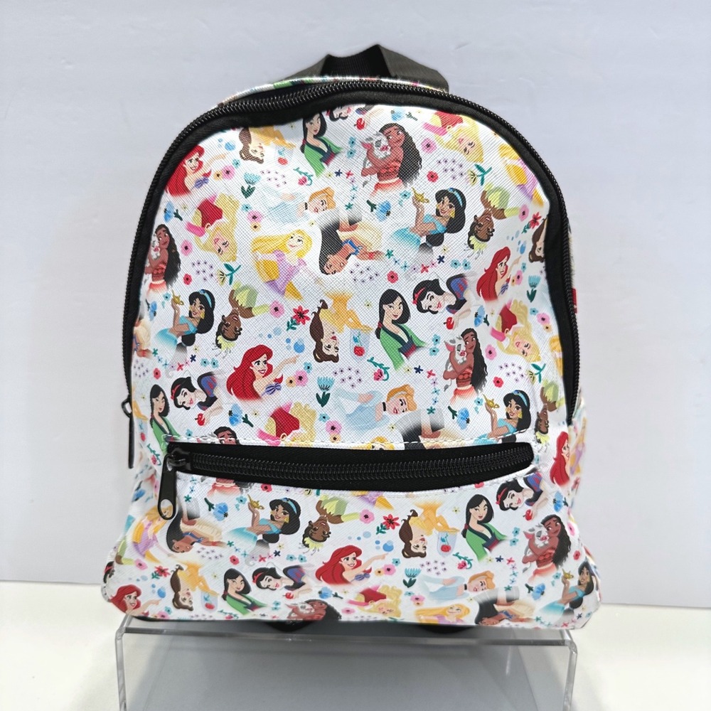 Bioworld Disney Princess‎ Mini Backpack White All Over Print Faux Leather Bag